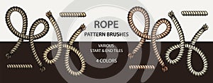 Set of 8 vector rope pattern brushes