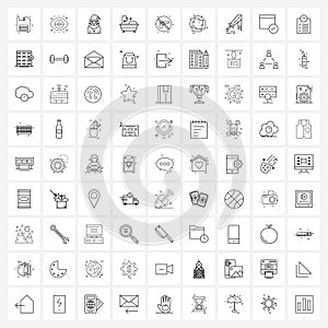 Set of 81 UI Icons and symbols for not allowed, gun, Santa, shower, bathroom