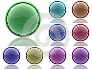 Set of 9 aqua buttons with light reflection