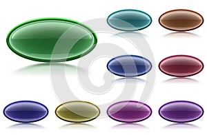 Set of 9 aqua buttons with light reflection