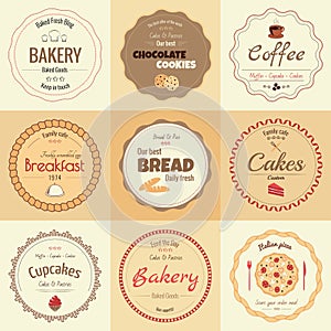 Set of 9 circle bakery labels