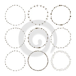 Set of 9 circle cute hand drawn frames