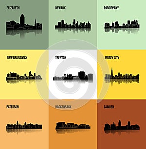 Set of 9 city in New Jersey ( Jersey City, New Brunswick, Trenton, Paterson, Hackensack, Camden, Elizabeth)