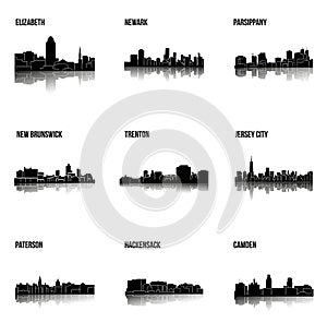 Set of 9 city in New Jersey ( Jersey City, New Brunswick, Trenton, Paterson, Hackensack, Camden, Elizabeth)