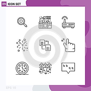 Set of 9 Commercial Outlines pack for scince, file, wifi, data, fire work