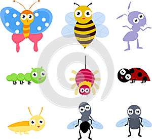 A set of 9 common insect icon