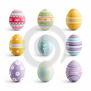 Set of 9 easter colored eggs
