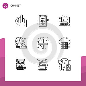 Set of 9 Modern UI Icons Symbols Signs for add, love, keyboard, heart, science