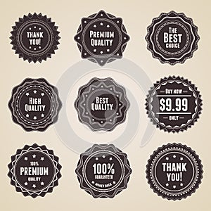 Set of 9 retro detailed premium quality labels