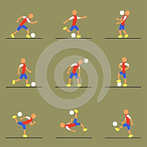Set of 9 simple soccer players