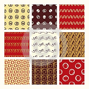 Set of 9 styled, ultimate hand drawn seamless textures.