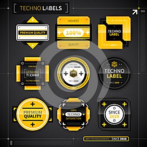Set of 9 techno labels