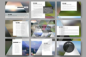 Set of 9 templates for presentation slides.