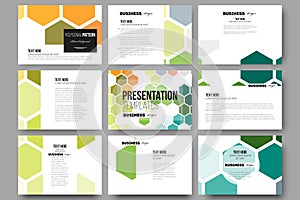 Set of 9 templates for presentation slides. Abstract colorful business background, modern stylish vector texture