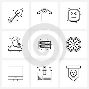 Set of 9 UI Icons and symbols for, avatar, cloths, profile, avatar