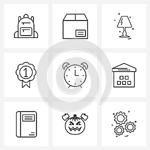 Set of 9 UI Icons and symbols for prize, loyalty, shipment, badge, table lamp