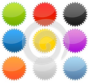 Set of 9 Web 2.0 Glossy Starburst Buttons