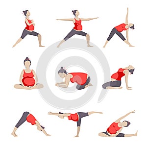 Set of 9 Yoga poses for Pregnant women.