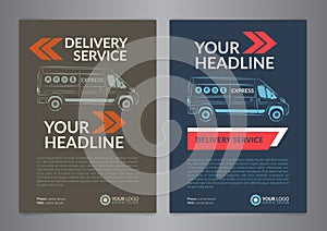 Set A4 Express delivery service brochure flyer design layout template.