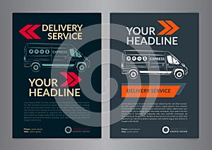 Set A4 Express delivery service brochure flyer design layout template.