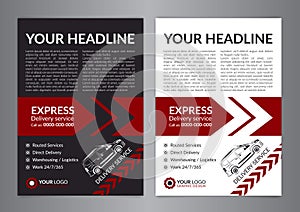 Set A4 Express delivery service brochure flyer design layout template.