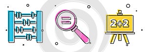 Set Abacus, Calculation and Chalkboard icon. Vector