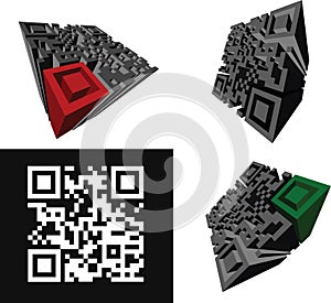 Set Of Abstract 3D QR-code