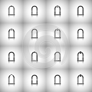 Set of abstract arch silhouette