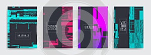 Set of abstract background cover designs. Screen error effect. Failure. Vector graphics. Abstract background strokes. Editable