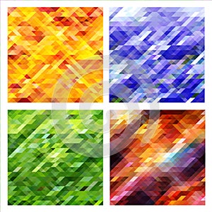 Set of abstract backgrounds with colorful triangles.