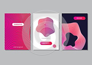 Abstract backgrounds with generative design forms. Minimalistic style covers. Guilloche pattern