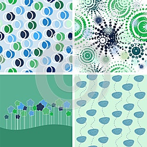 Set of abstract backgrounds. green and blue