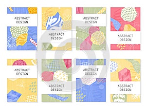 Set of abstract backgrounds. Hand drawn design for flyer print and web.