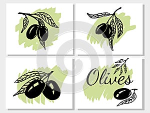 A set of abstract backgrounds with olives