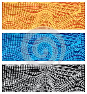 Set of Abstract Backgrounds. Wavy surface of striped fabric