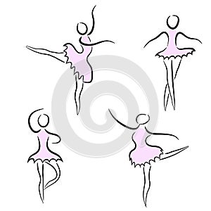 Set of abstract ballet dancers