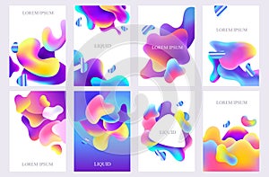 set of abstract banners with liquid fluid objects. vector illustration. colorful splash.