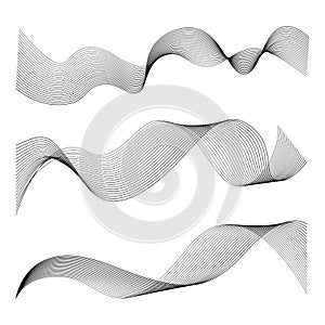 Set abstract black smoke wave. Transparent wave.