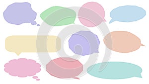 set of abstract blank pastel speech bubble, message box, conversation box, chat box, speaking balloon