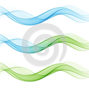 Set of abstract blue and green waves. Vector illustration EPS 10