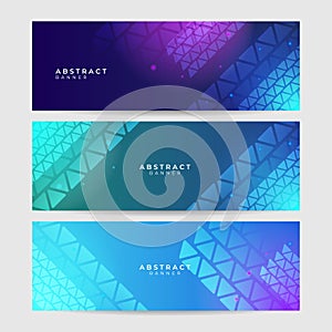 Set of abstract blue purple green technology banner design background. Geometric, polygonal Abstract background, texture,