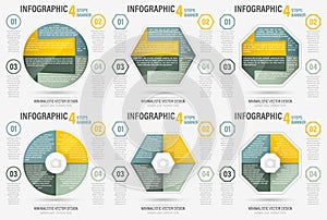 Set of abstract business four steps infographic banner.