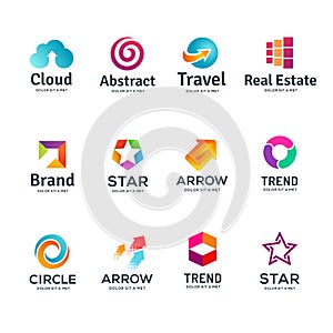 Set of abstract business logo icons