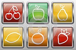 Set of abstract buttons with a picture of fruits