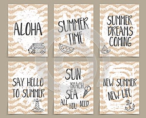Set of abstract cards for summer time theme