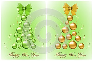 Set of abstract Christmas trees from balls and bows