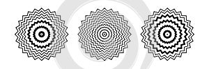 Set of Abstract Circle Zig Zag Lines Patterns