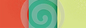 Set of abstract circular halftone pattern design background