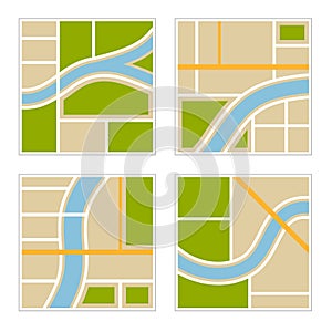 Set of Abstract City Map Illustration. Vector