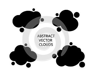 Set of Abstract clouds or liquid shapes  or  banners or frames in black